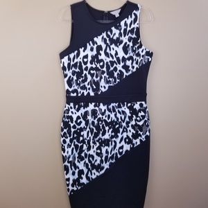 Belle + Sky Animal Print Scuba Sheath Dress, sz L